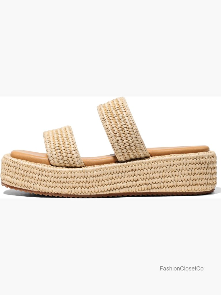 Platform Wedge Espadrille Sandals Raffia Casual Summer Shoes